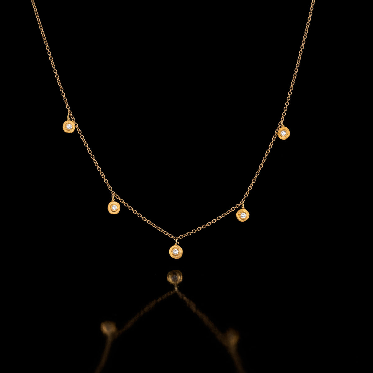 Five 24K gold and Diamonds Pendandts