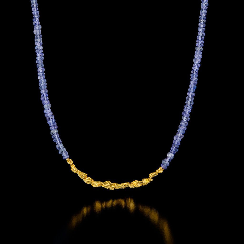 Tanzanite and Gold Nugget Necklace