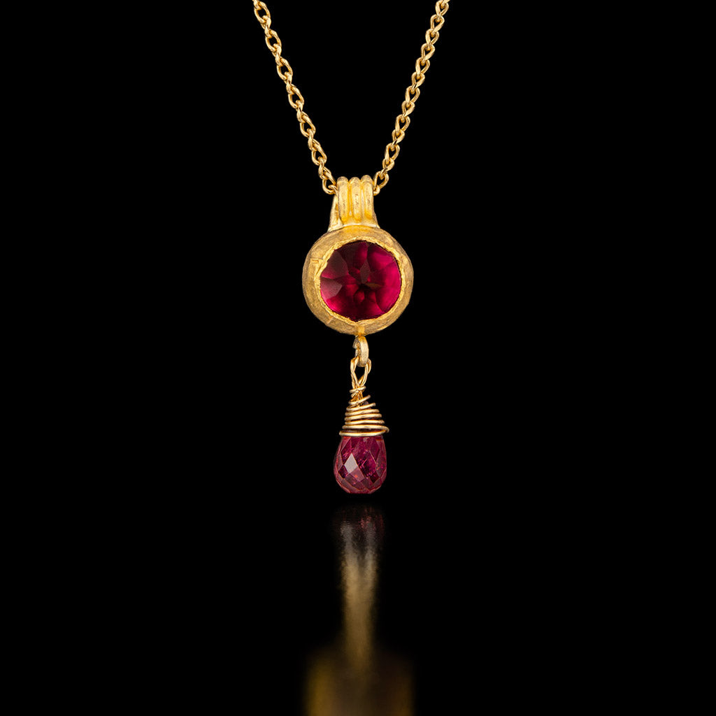 Rhodolite Garnet Pendant with Tourmaline